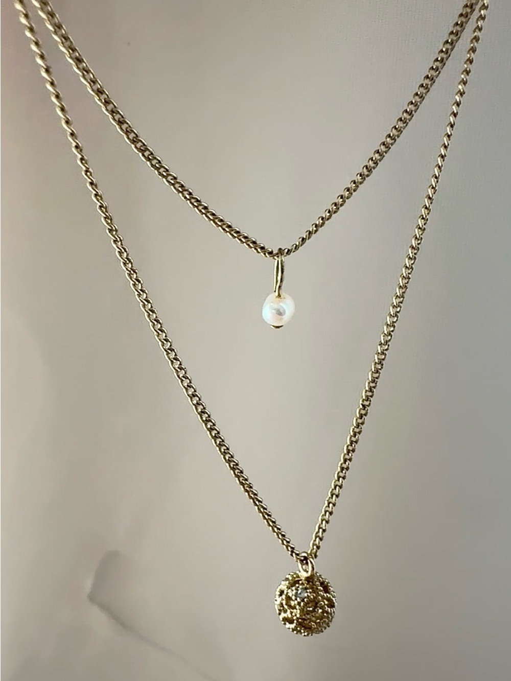 LC Lauren Conrad Layered Double-Strand Necklace with White Pearl and Pendant